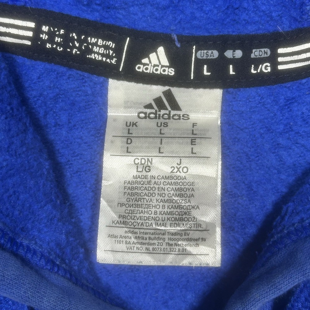 Adidas Kansas Jayhawks Hoodie Mens L Blue Basketball Pullover Sweatshirt Logo KU - Picture 4 of 12